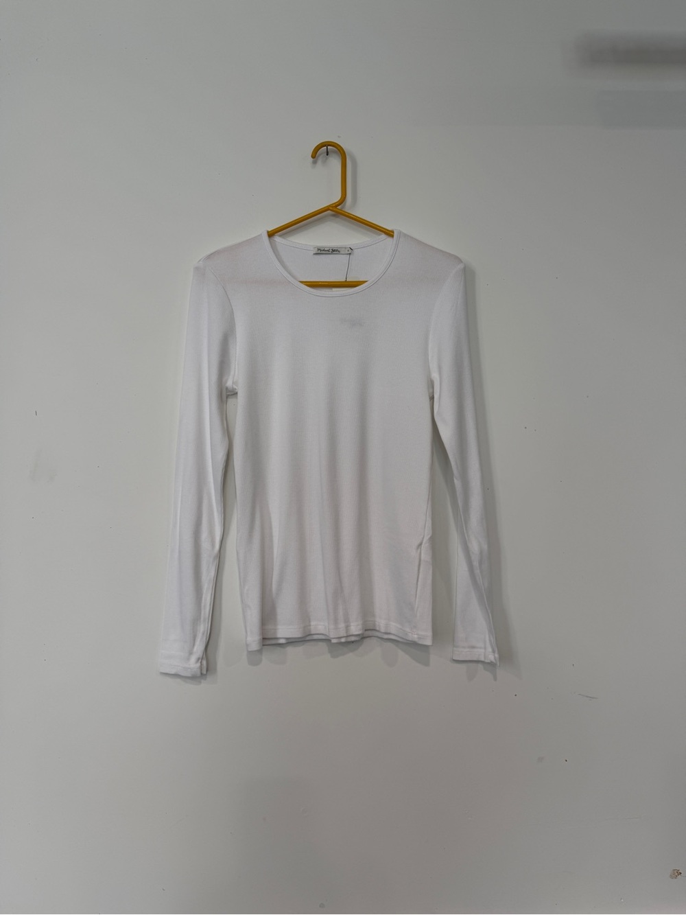 Michael Stars Rachel Ultra Rib White Long-Sleeve Crewneck Top